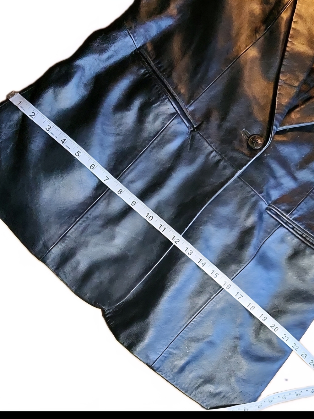 Denim & Co. Womens Black Leather Blazer Jacket Button Lined Pockets Size L FLAWS - Picture 5 of 12